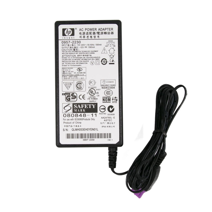 New Genuine HP AC Adapter Charger 0957-2230 32V 1560mA 50W 3 Pin - Purple Tip