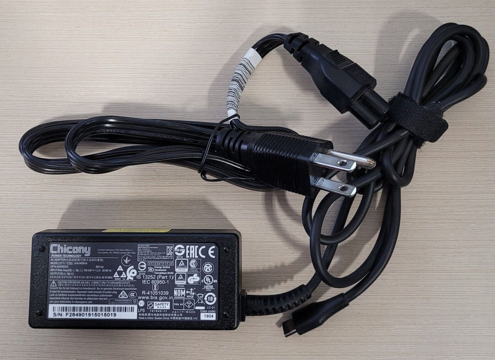 New Genuine Acer Chromebook CP5-311T USB-C AC Adapter Charger 45W