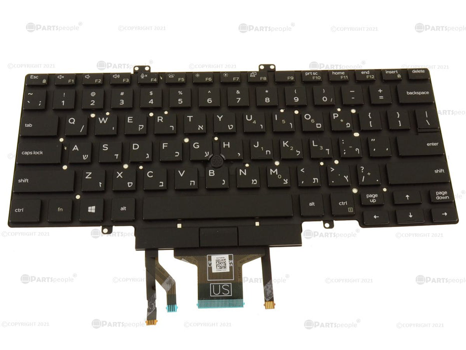 New Hebrew - Dell OEM Latitude 5400 Backlit Laptop Keyboard - Dual Point - 3T97G