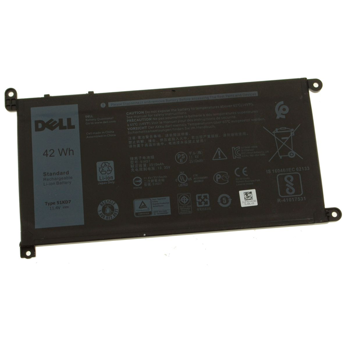 New Genuine Dell 51KD7 051KD7 FY8XM Y07HK YWD3C Battery 42Wh