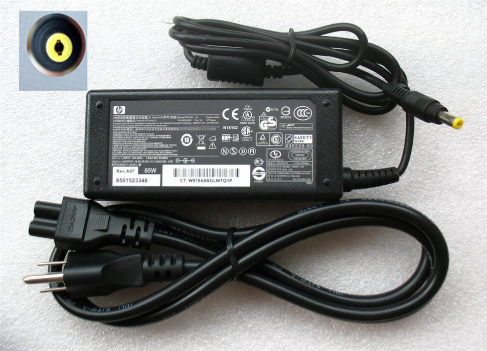 New Genuine HP Compaq AC Adapter Charger & Power Cord 65W