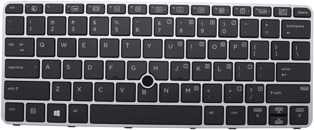 New HP EliteBook G3 725 820 US Keyboard Silver Frame Black Backlit 826630-001 6037B0113601