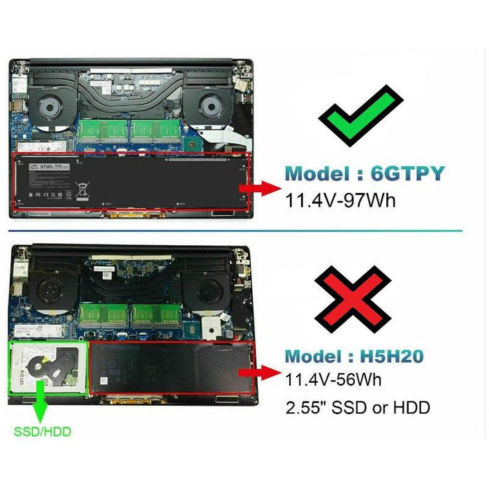 New Genuine Dell 6GTPY 06GTPY GPM03 5XJ28 Battery 97Wh