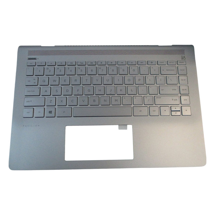 New HP Pavilion 14-BF Silver Palmrest w/ Backlit Keyboard 933313-001