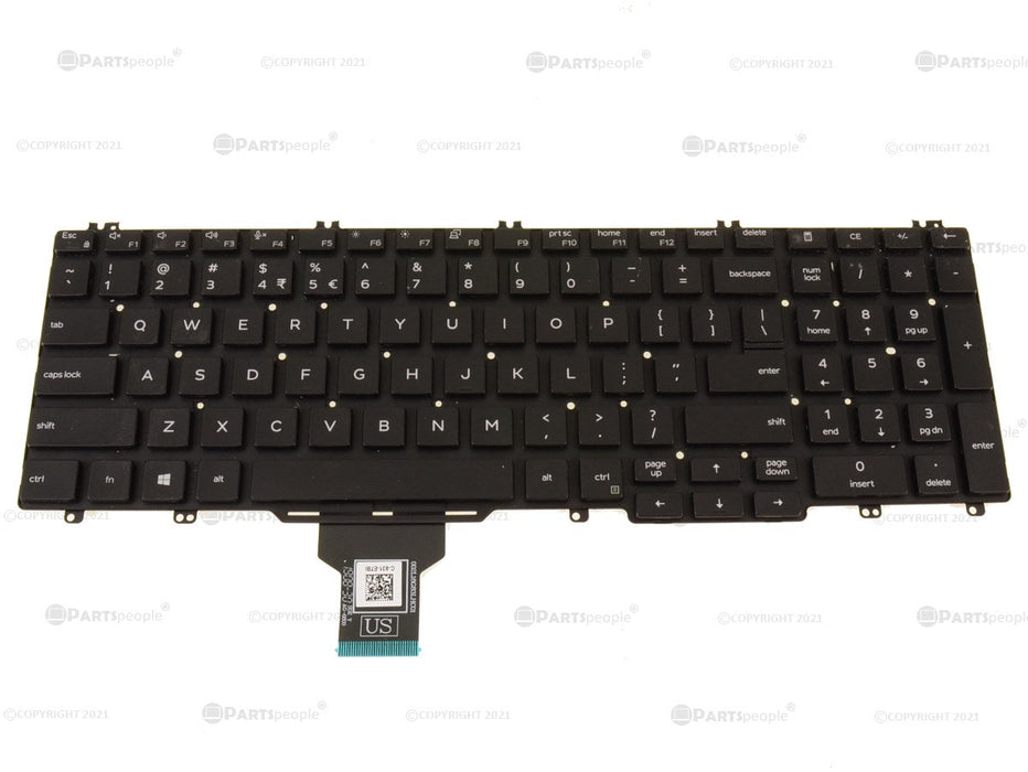 New US Intl - Dell OEM Latitude 5500 / Precision 3540 Laptop Keyboard - Single Point - No BL - D74KX