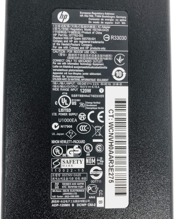 New Genuine HP Pavilion DV6-4000 DV6-6000 DV6-7000 Series Slim AC Power Adapter Charger 120W