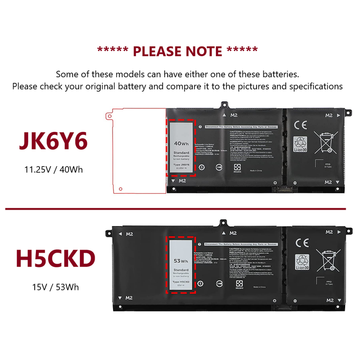 New Genuine Dell Inspiron 5300 5301 5401 5402 5408 5409 Battery 53Wh