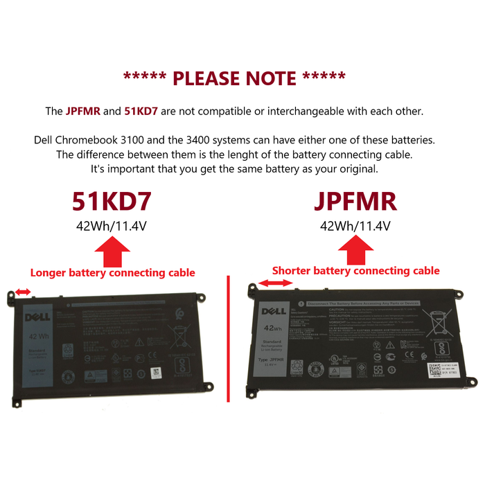 New Genuine Dell Chromebook 3100 3400 Battery 42Wh