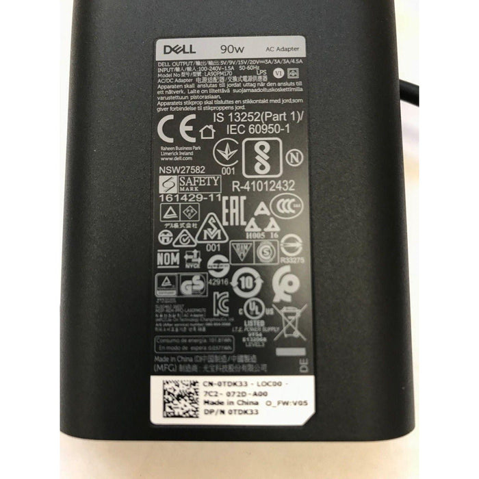 New Genuine Dell AC Adapter Charger LA65NM170 2YKOF 02YKOF LA90PM170 90W