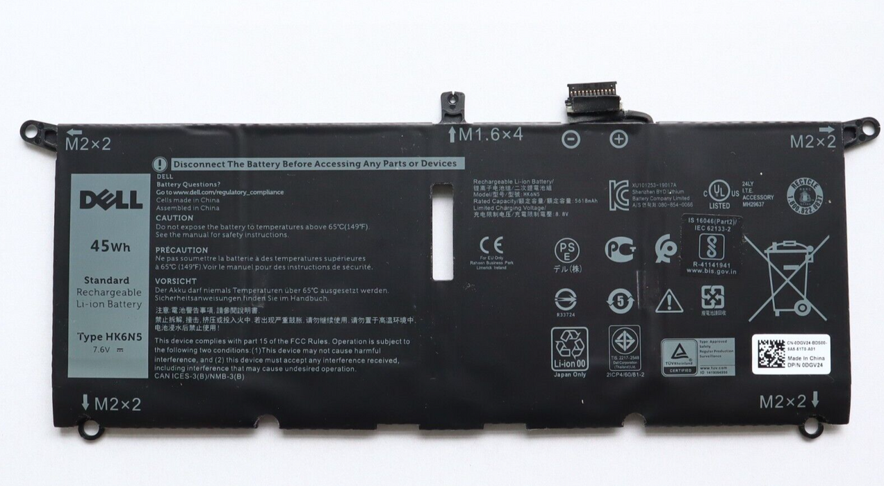 New Genuine Dell 0HK6N5 DGV24 HK6N5 WDK63 Battery 45WH