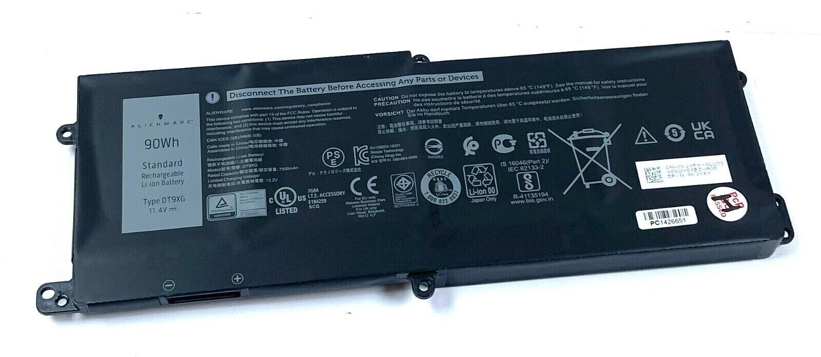 New Genuine Dell Alienware 0DT9XG 7PWKV DT9XG KJYFY Battery 90WH