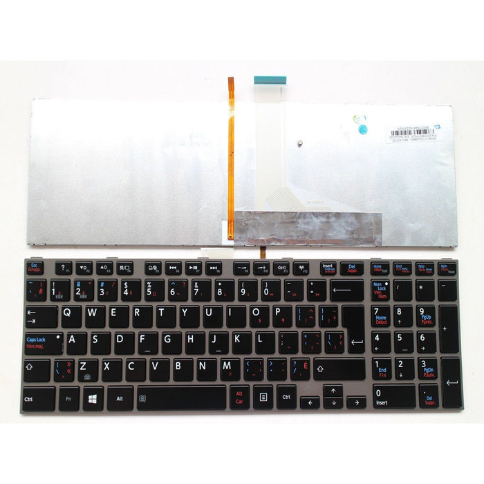 New Toshiba Satellite S855 S855D S875 S875D Backlit Black with Grey Frame Canadian Bilingual Keyboard V130402BK1